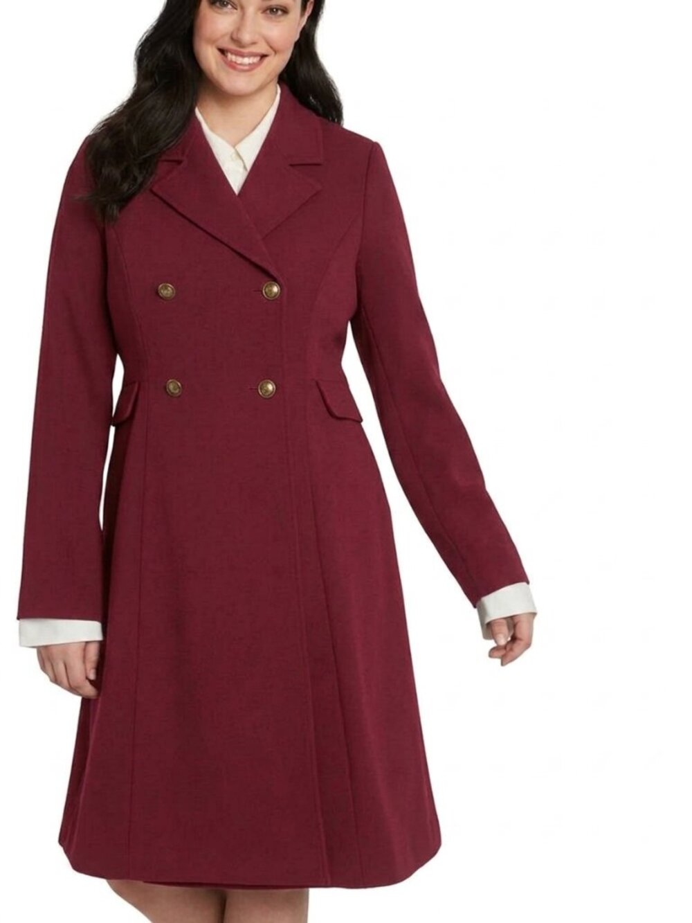 ModCloth Along for the Ride Coat in Burgundy